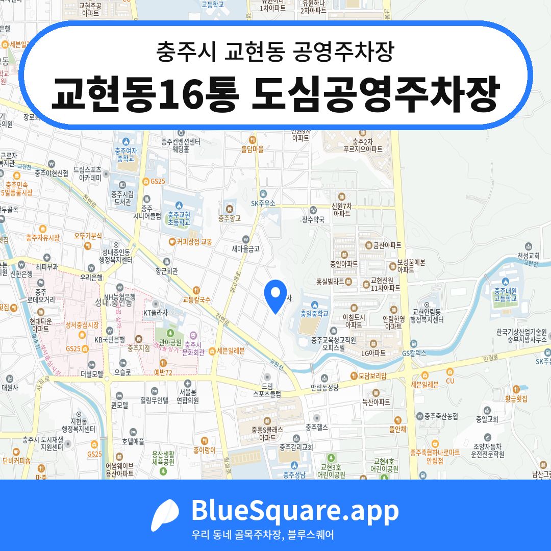 교현동16통 도심공영주차장 위치 지도 — 충북 충주시 교현동 | 블루스퀘어 주차