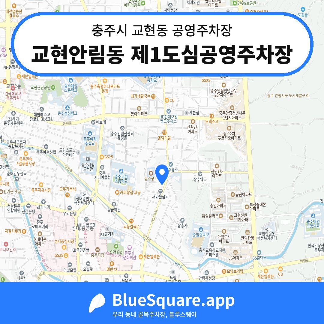 교현안림동 제1도심공영주차장 위치 지도 — 충북 충주시 교현동 | 블루스퀘어 주차
