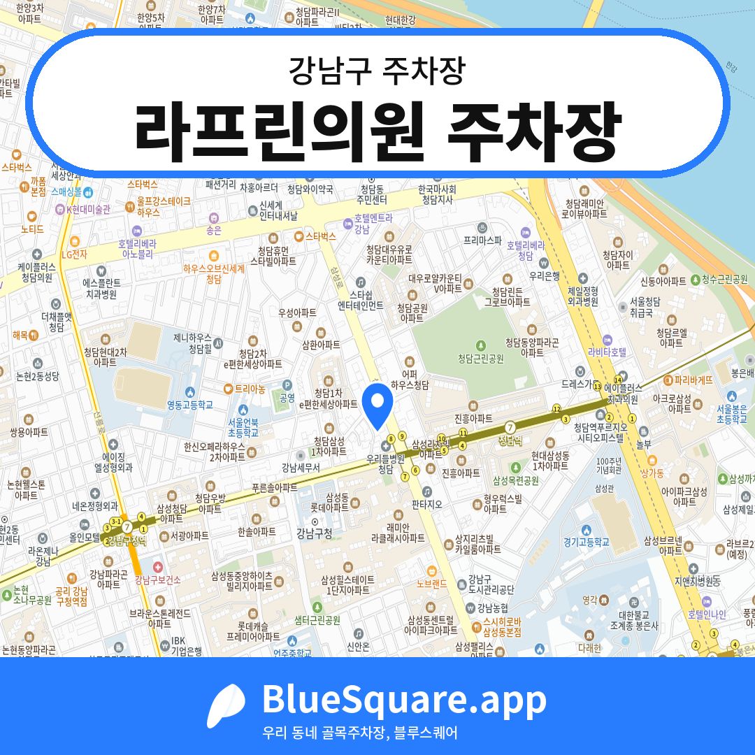 라프린의원 주차장 위치 지도 — 서울 강남구 | 블루스퀘어 주차