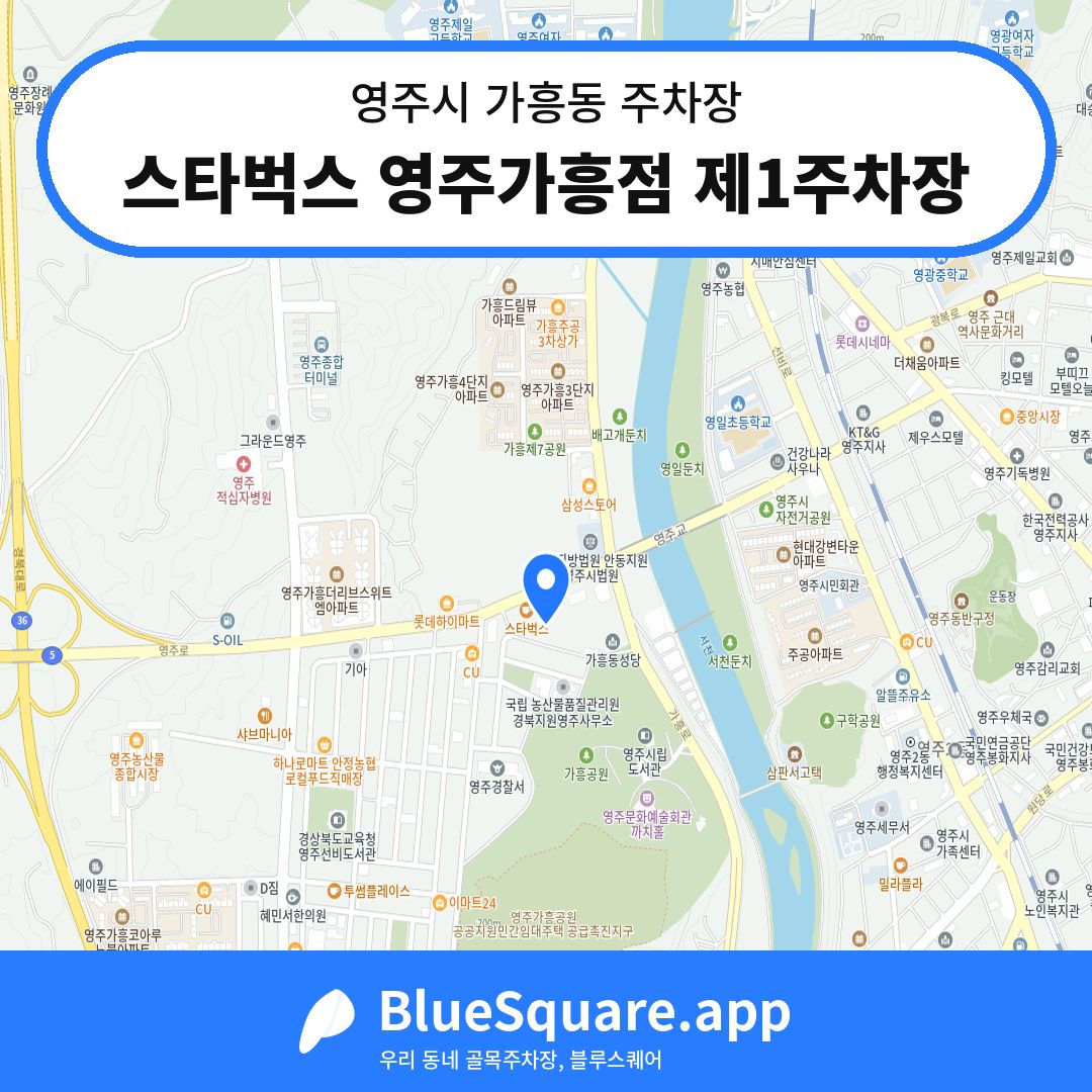 스타벅스 영주가흥점 제1주차장 위치 지도 — 경북 영주시 가흥동 | 블루스퀘어 주차