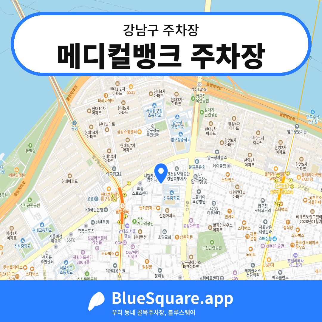 메디컬뱅크 주차장 위치 지도 — 서울 강남구 | 블루스퀘어 주차