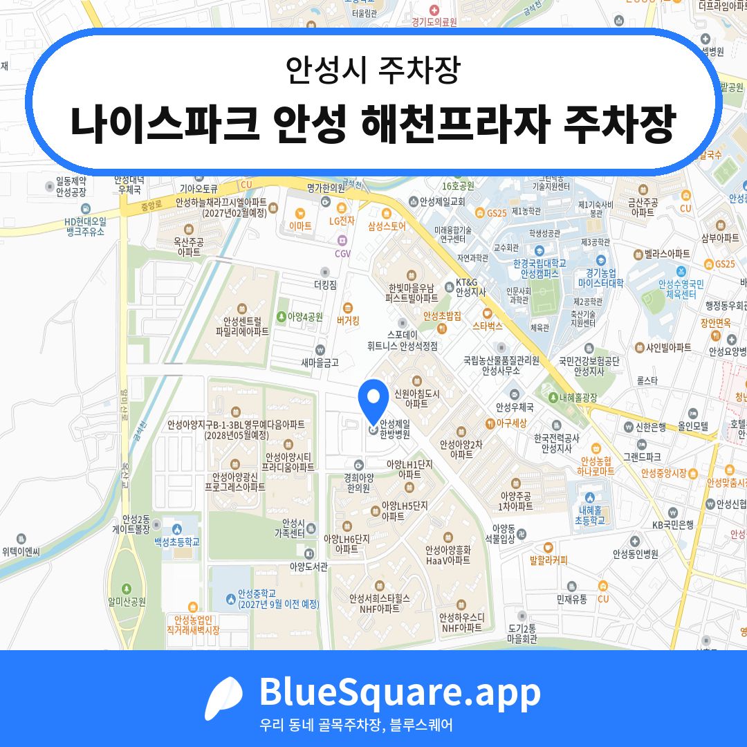 나이스파크 안성 해천프라자 주차장 위치 지도 — 경기 안성시 | 블루스퀘어 주차