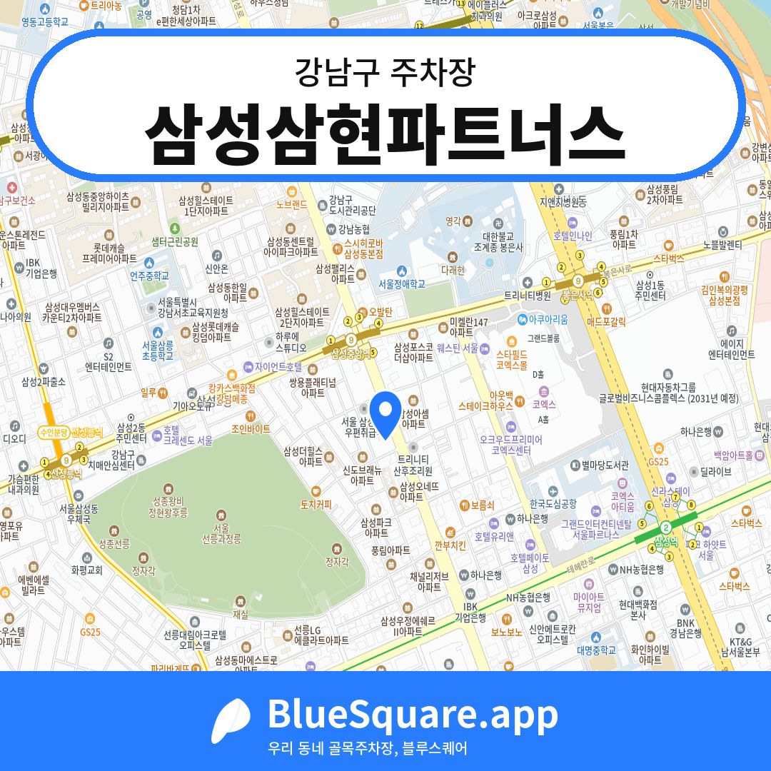 삼성삼현파트너스 위치 지도 — 서울 강남구 | 블루스퀘어 주차