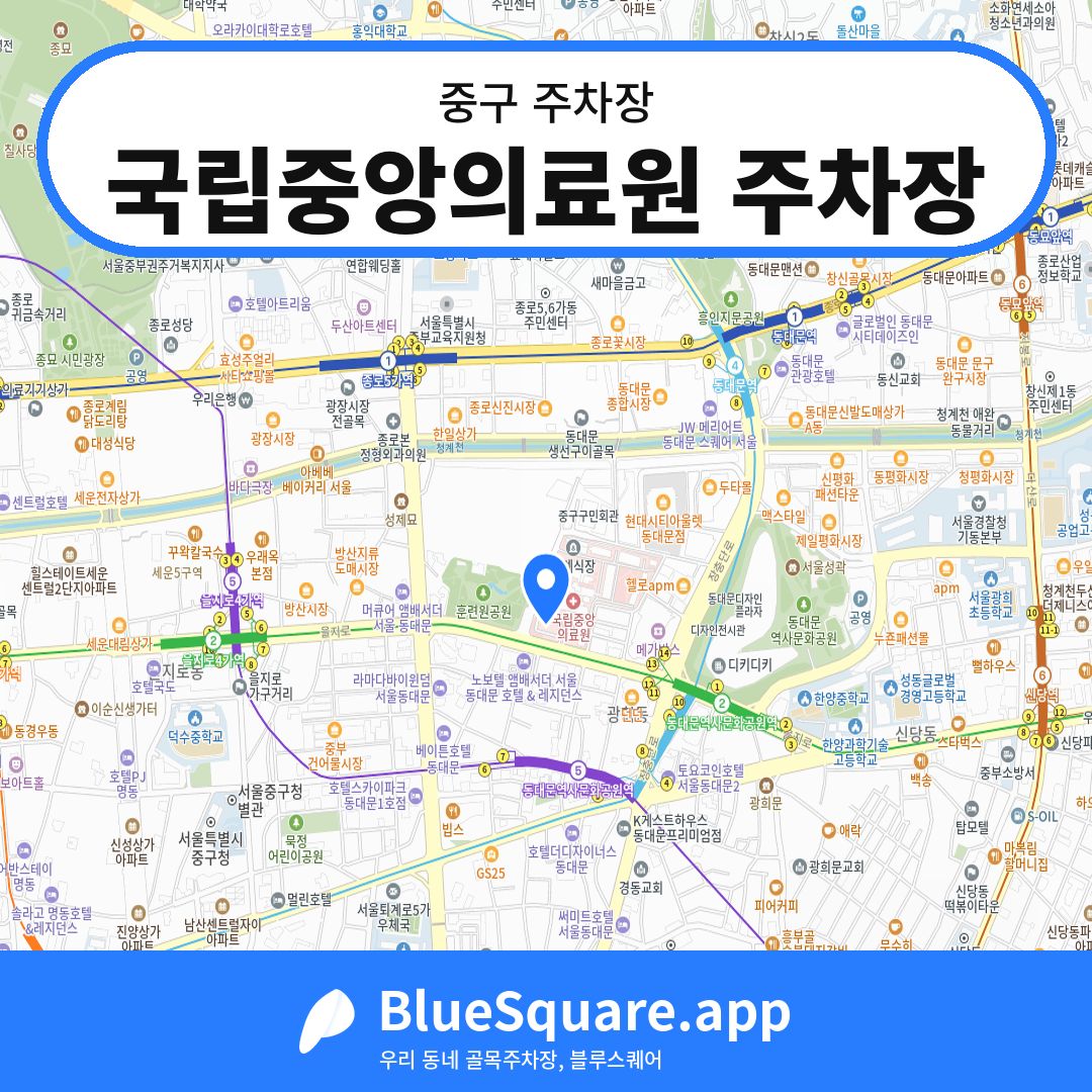 국립중앙의료원 주차장 위치 지도 — 서울 중구 | 블루스퀘어 주차