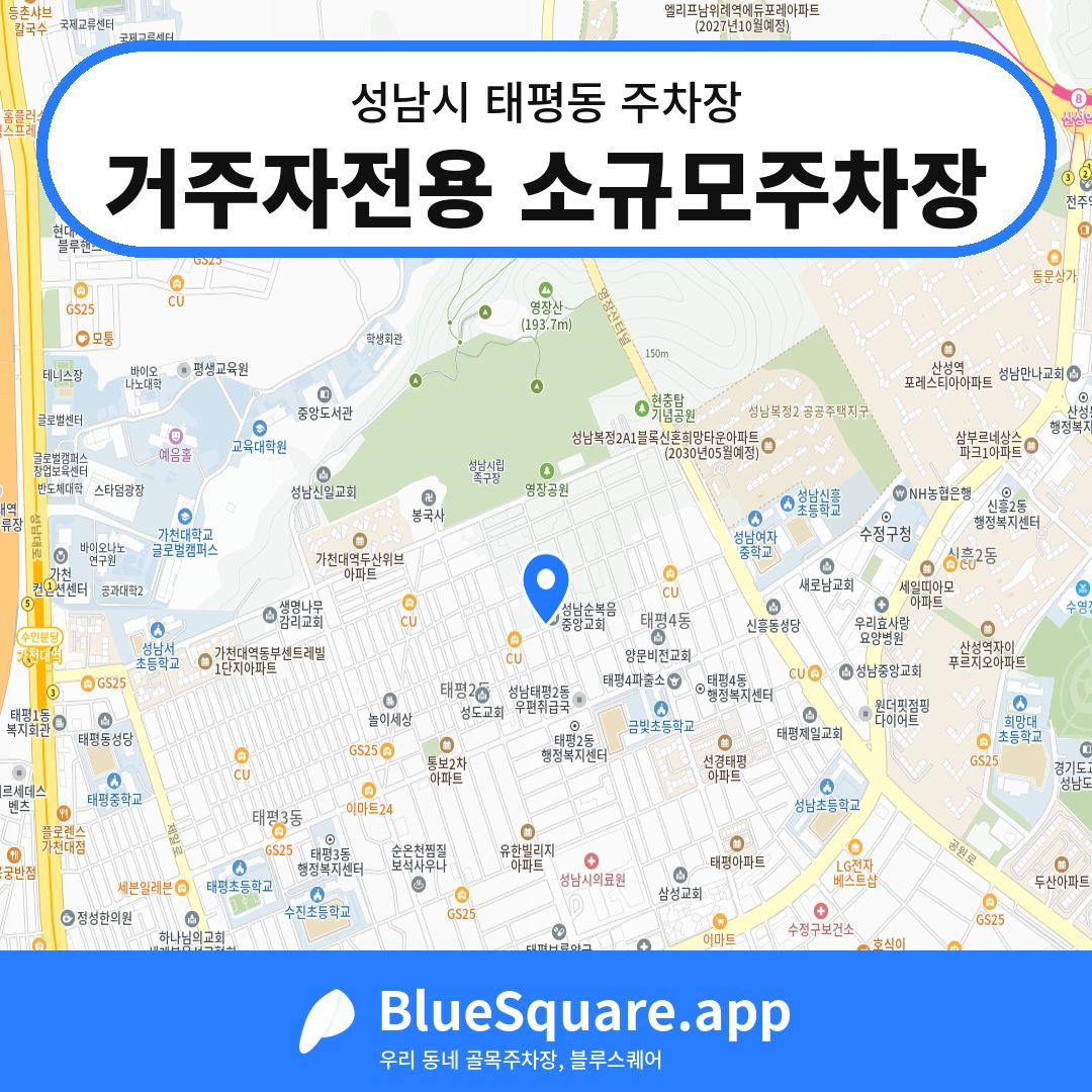 거주자전용 소규모주차장 위치 지도 — 경기 성남시 태평동 | 블루스퀘어 주차