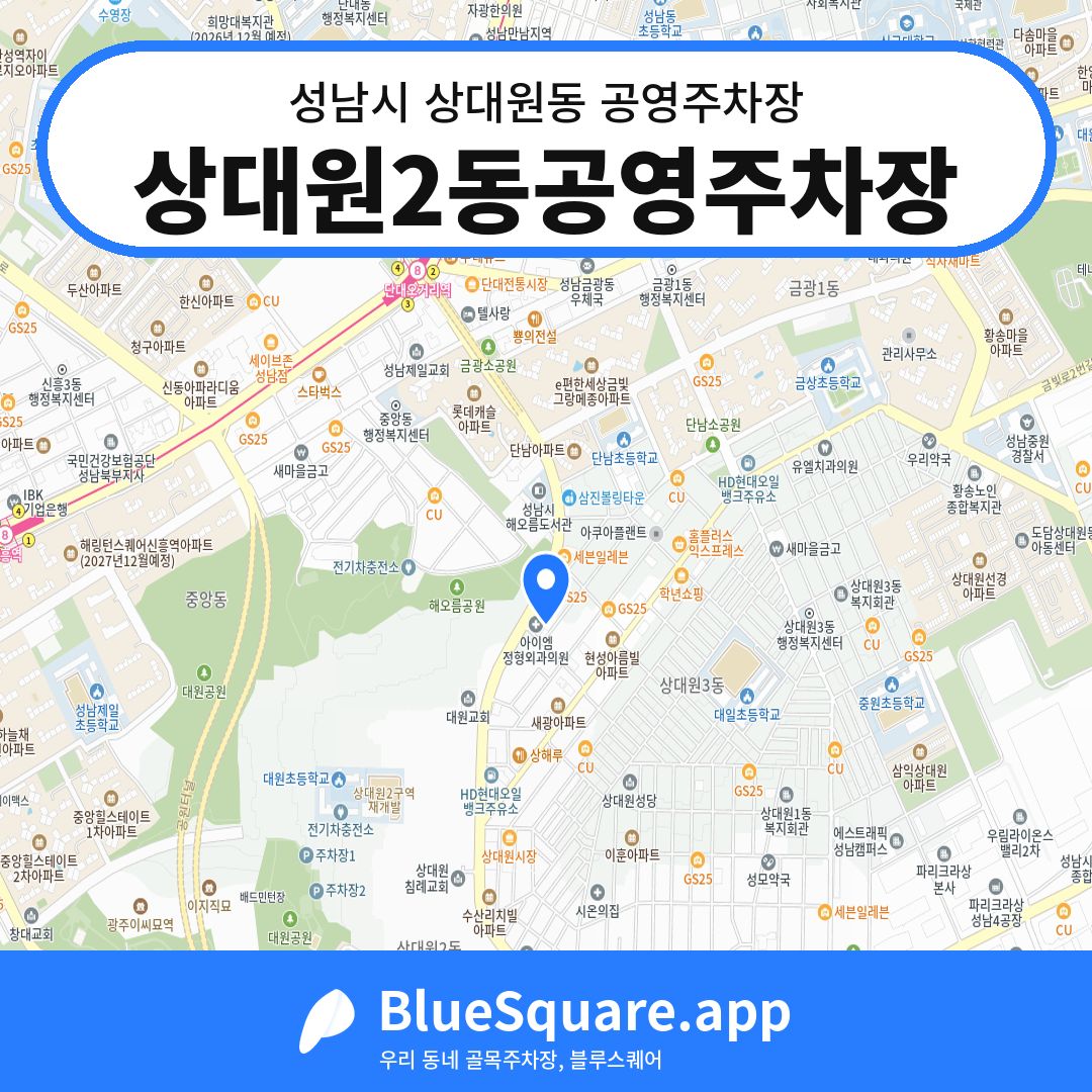 상대원2동공영주차장 위치 지도 — 경기 성남시 상대원동 | 블루스퀘어 주차