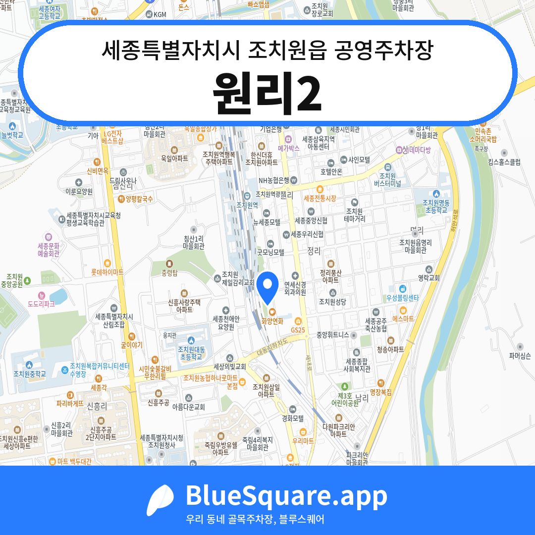 원리2 위치 지도 — 세종 세종특별자치시 조치원읍 | 블루스퀘어 주차