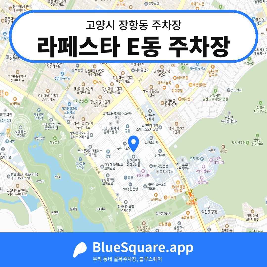 라페스타 E동 주차장 위치 지도 — 경기 고양시 장항동 | 블루스퀘어 주차