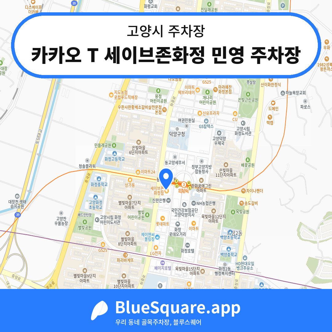 카카오 T 세이브존화정 민영 주차장 위치 지도 — 경기 고양시 | 블루스퀘어 주차