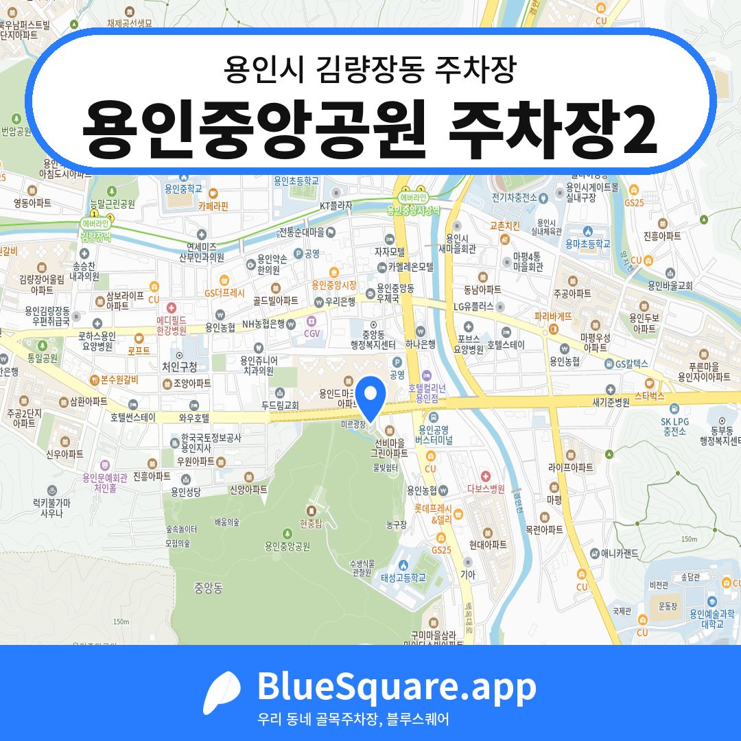 용인중앙공원 주차장2 위치 지도 — 경기 용인시 김량장동 | 블루스퀘어 주차