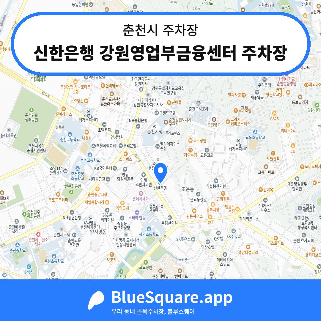 신한은행 강원영업부금융센터 주차장 위치 지도 — 강원 춘천시 | 블루스퀘어 주차