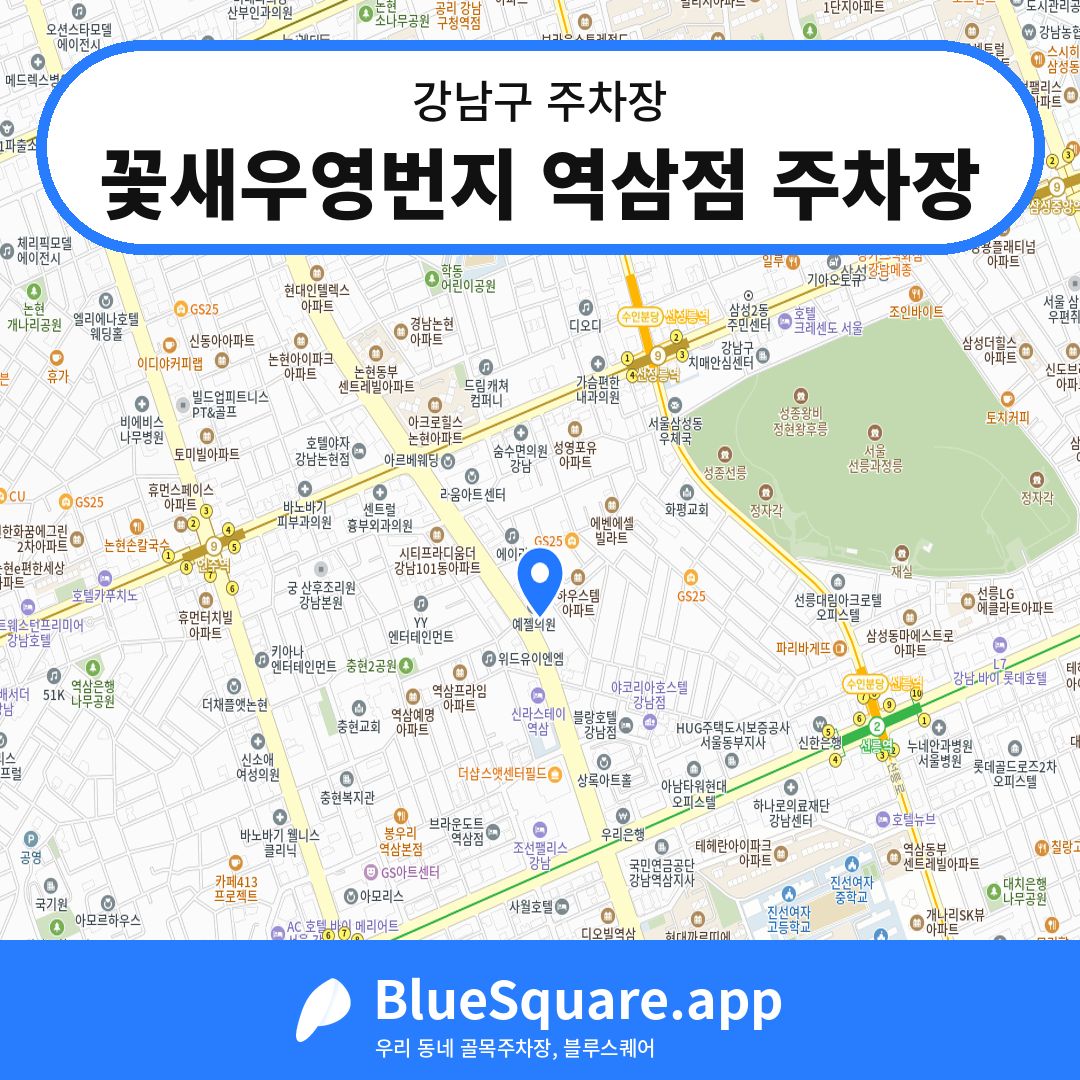 꽃새우영번지 역삼점 주차장 위치 지도 — 서울 강남구 | 블루스퀘어 주차