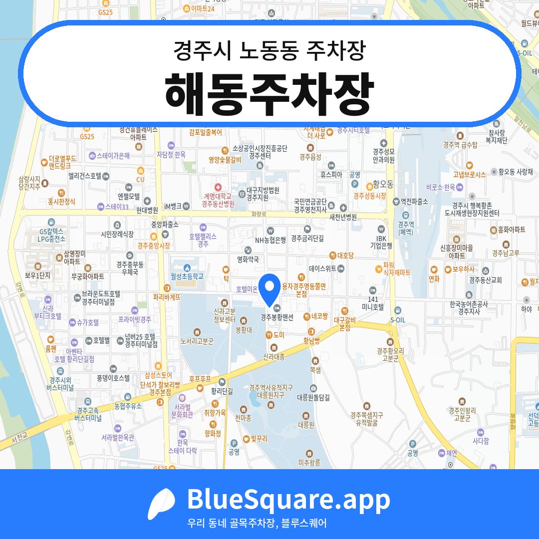 해동주차장 위치 지도 — 경북 경주시 노동동 | 블루스퀘어 주차