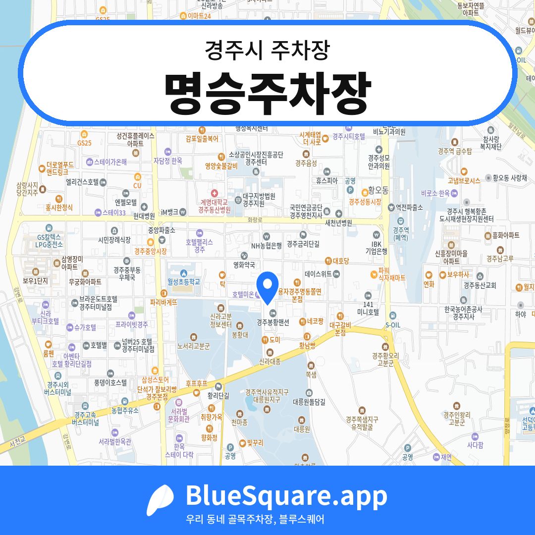 명승주차장 위치 지도 — 경북 경주시 | 블루스퀘어 주차