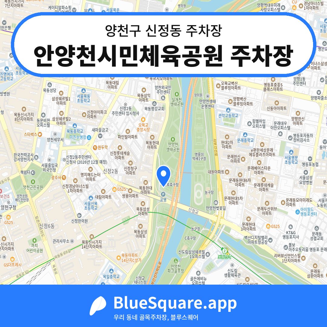 안양천시민체육공원 주차장 위치 지도 — 서울 양천구 신정동 | 블루스퀘어 주차