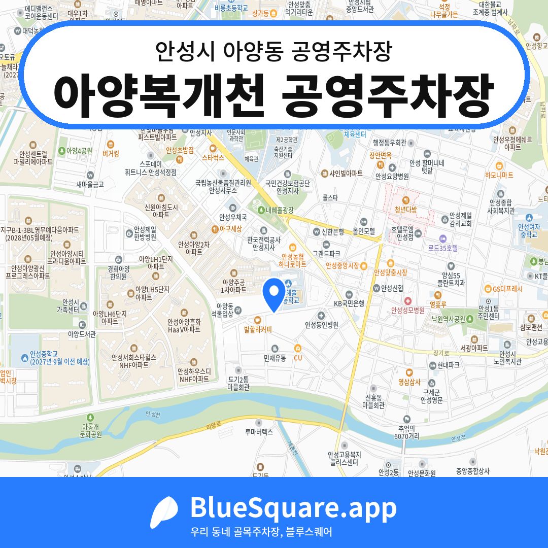아양복개천 공영주차장 위치 지도 — 경기 안성시 아양동 | 블루스퀘어 주차