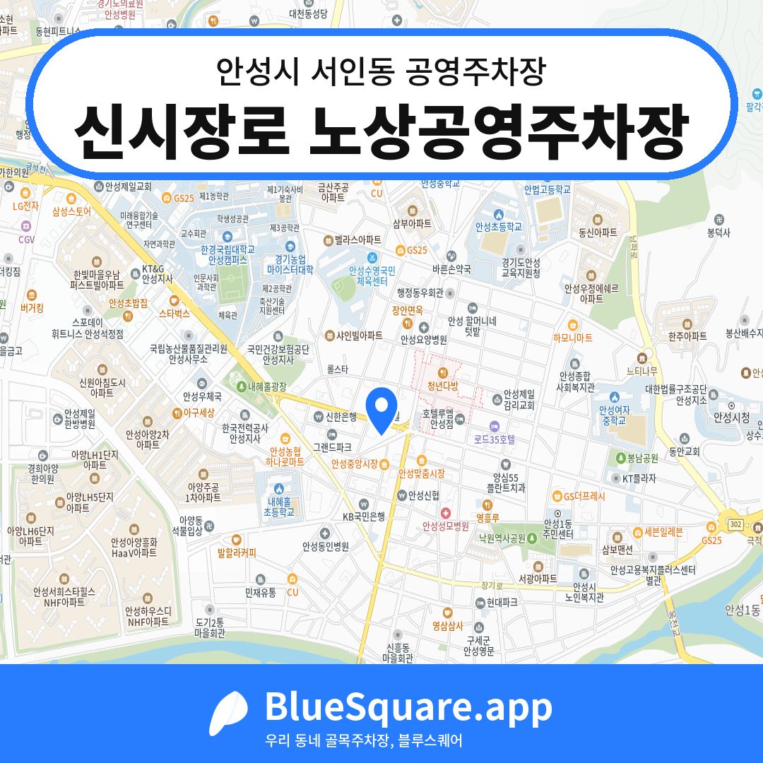 신시장로 노상공영주차장 위치 지도 — 경기 안성시 서인동 | 블루스퀘어 주차