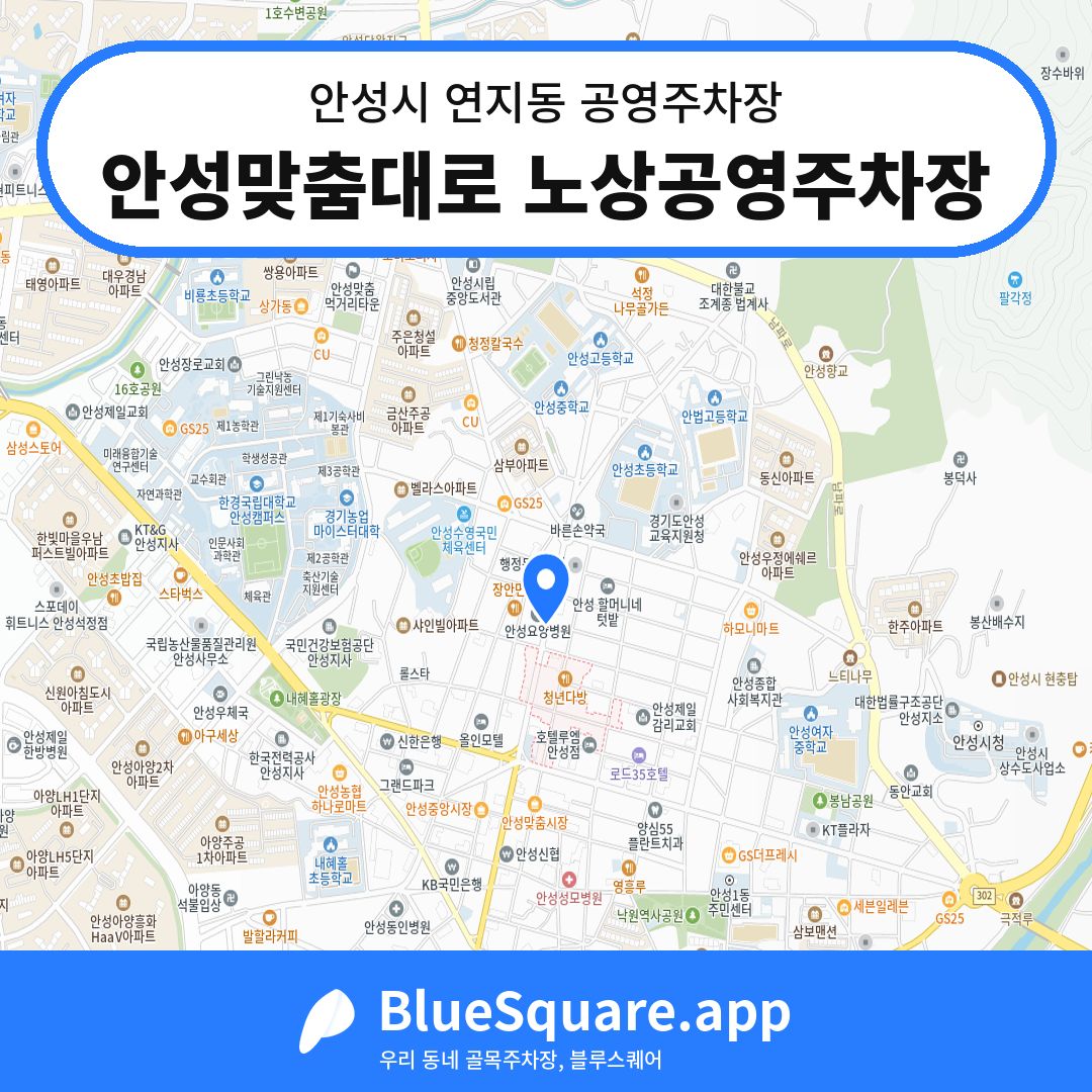 안성맞춤대로 노상공영주차장 위치 지도 — 경기 안성시 연지동 | 블루스퀘어 주차