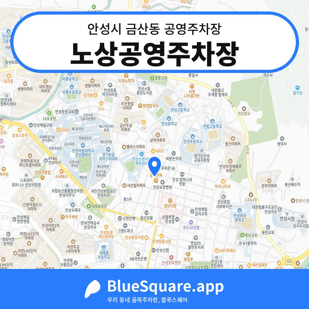 노상공영주차장 위치 지도 — 경기 안성시 금산동 | 블루스퀘어 주차