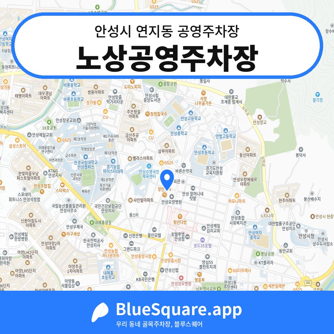 노상공영주차장 위치 지도 — 경기 안성시 연지동 | 블루스퀘어 주차