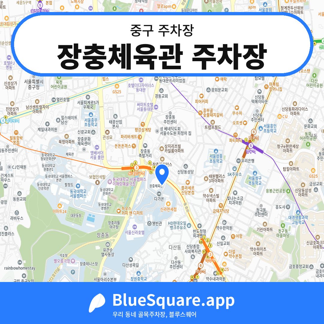 장충체육관 주차장 위치 지도 — 서울 중구 | 블루스퀘어 주차