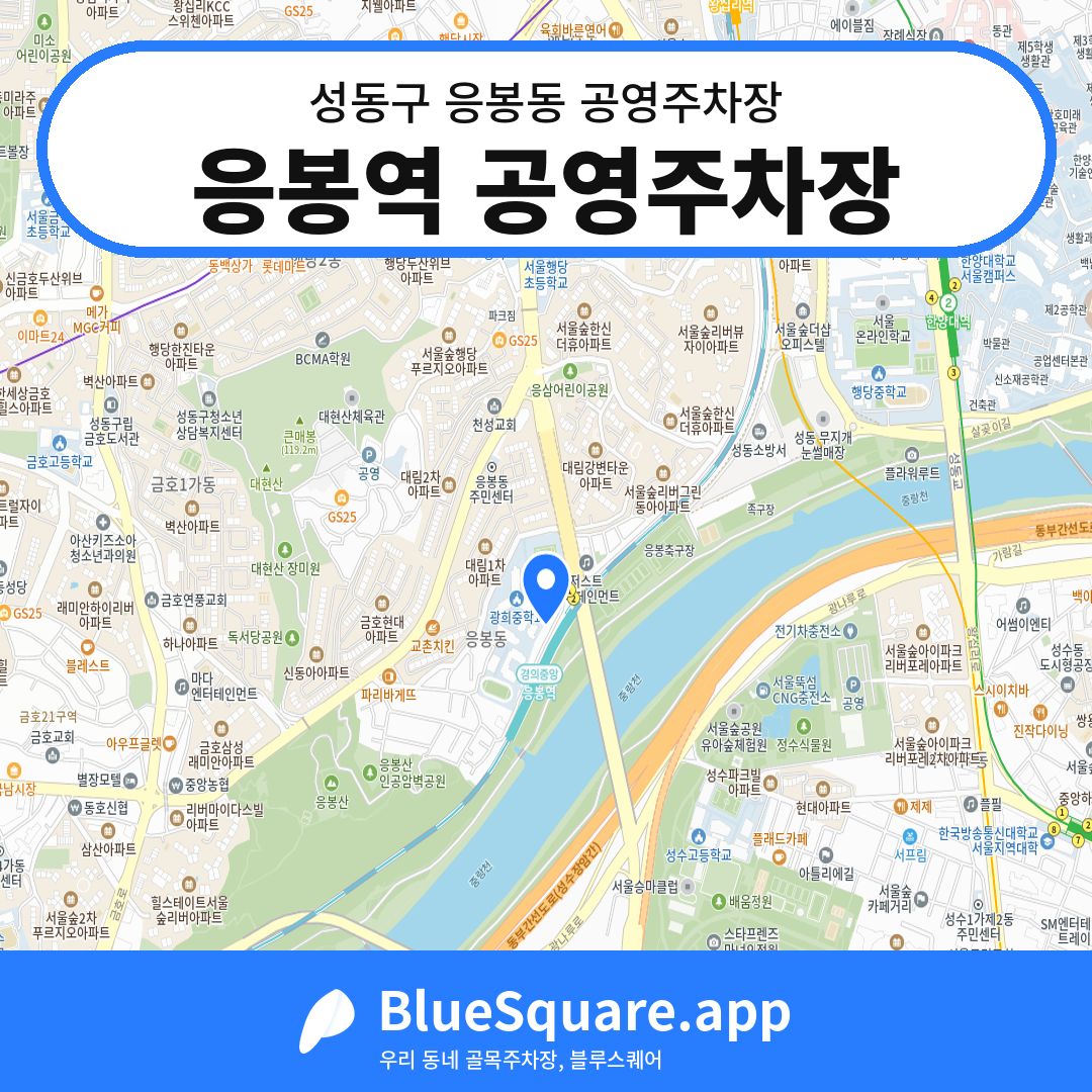 응봉역 공영주차장 위치 지도 — 서울 성동구 응봉동 | 블루스퀘어 주차