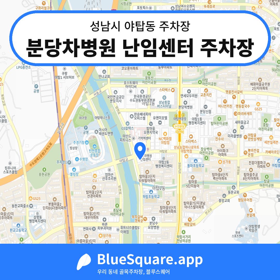 분당차병원 난임센터 주차장 위치 지도 — 경기 성남시 야탑동 | 블루스퀘어 주차