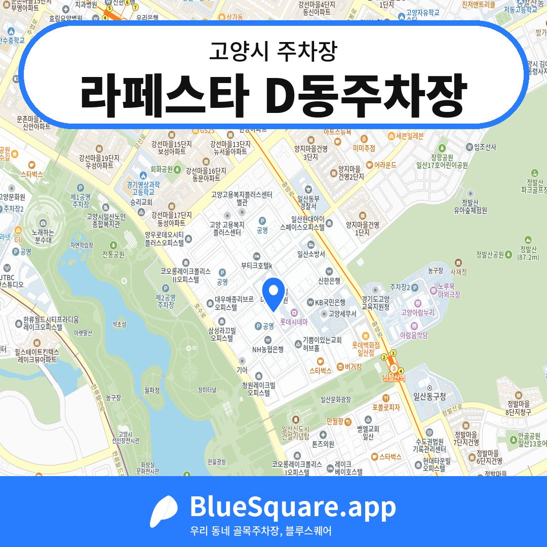 라페스타 D동주차장 위치 지도 — 경기 고양시 | 블루스퀘어 주차