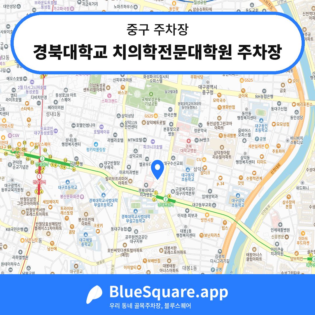 경북대학교 치의학전문대학원 주차장 위치 지도 — 대구 중구 | 블루스퀘어 주차