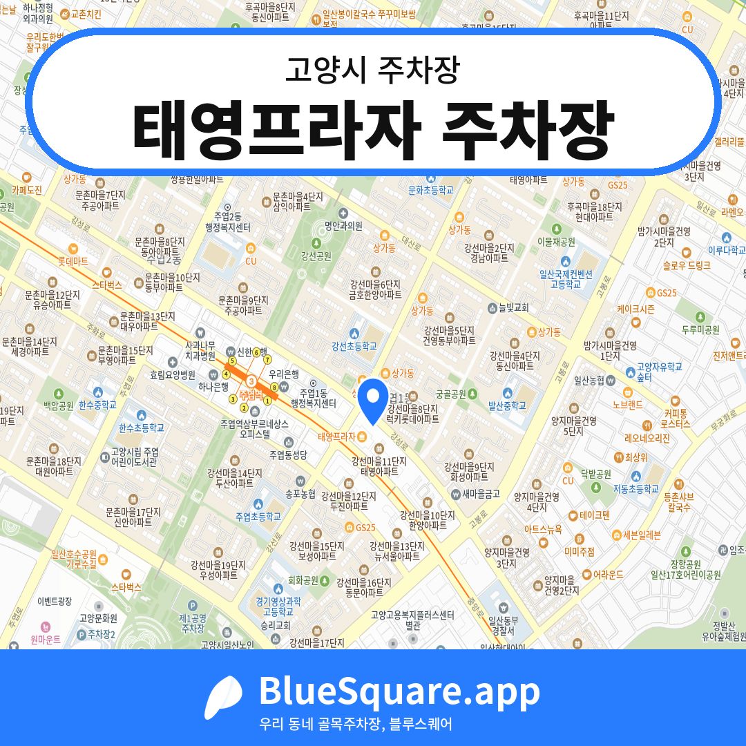 태영프라자 주차장 위치 지도 — 경기 고양시 | 블루스퀘어 주차