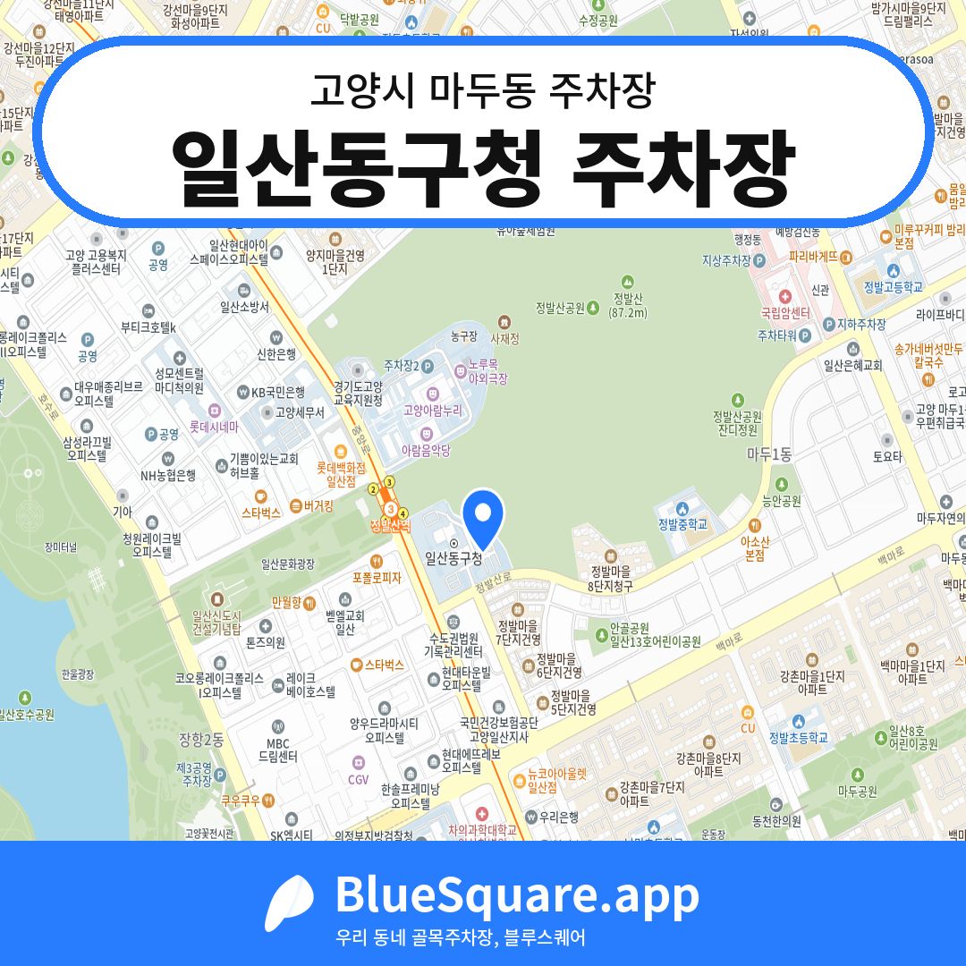일산동구청 주차장 위치 지도 — 경기 고양시 마두동 | 블루스퀘어 주차