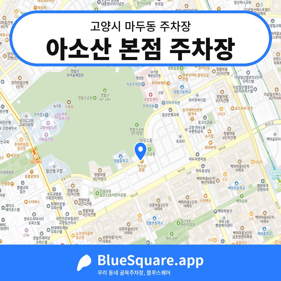 아소산 본점 주차장 위치 지도 — 경기 고양시 마두동 | 블루스퀘어 주차