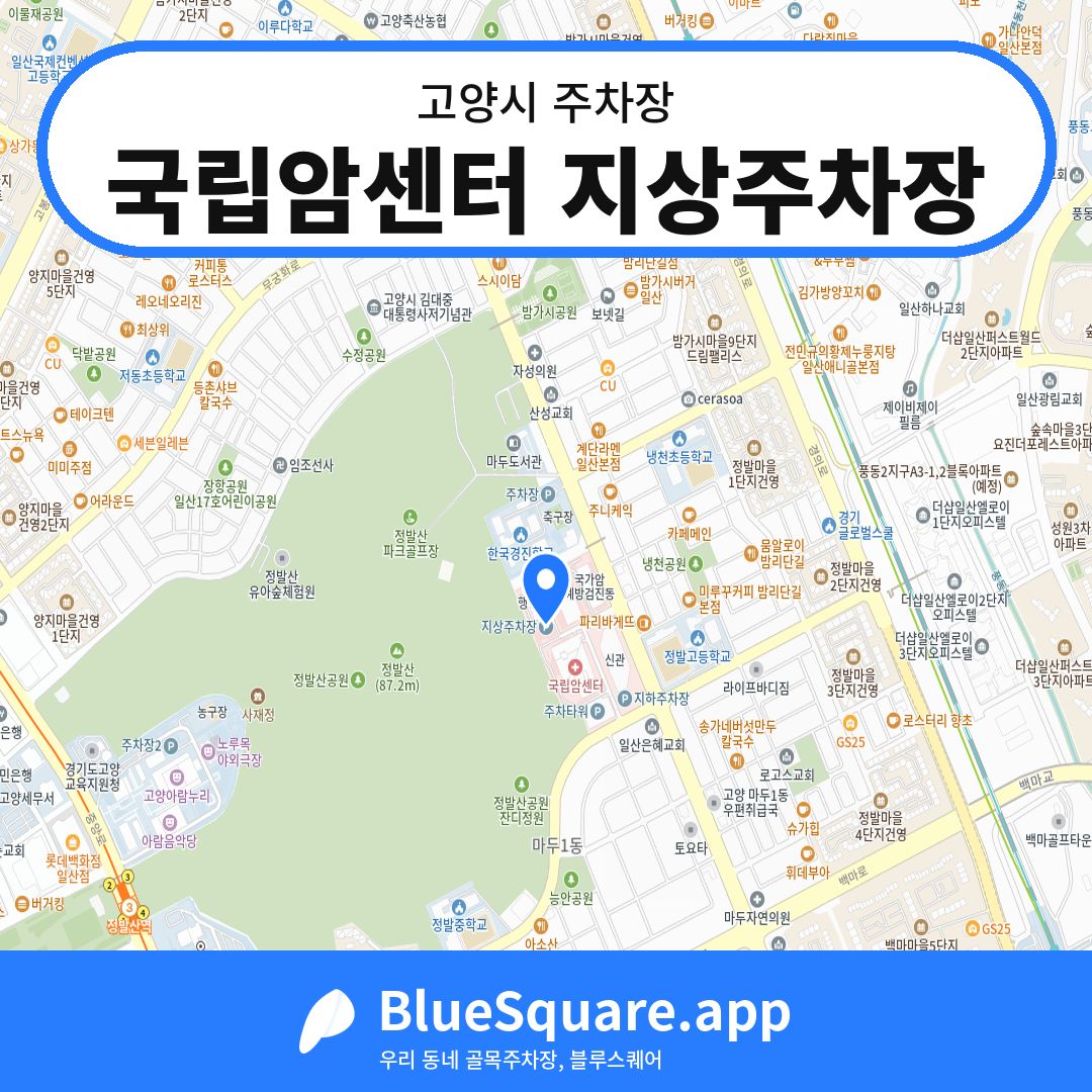 국립암센터 지상주차장 위치 지도 — 경기 고양시 | 블루스퀘어 주차