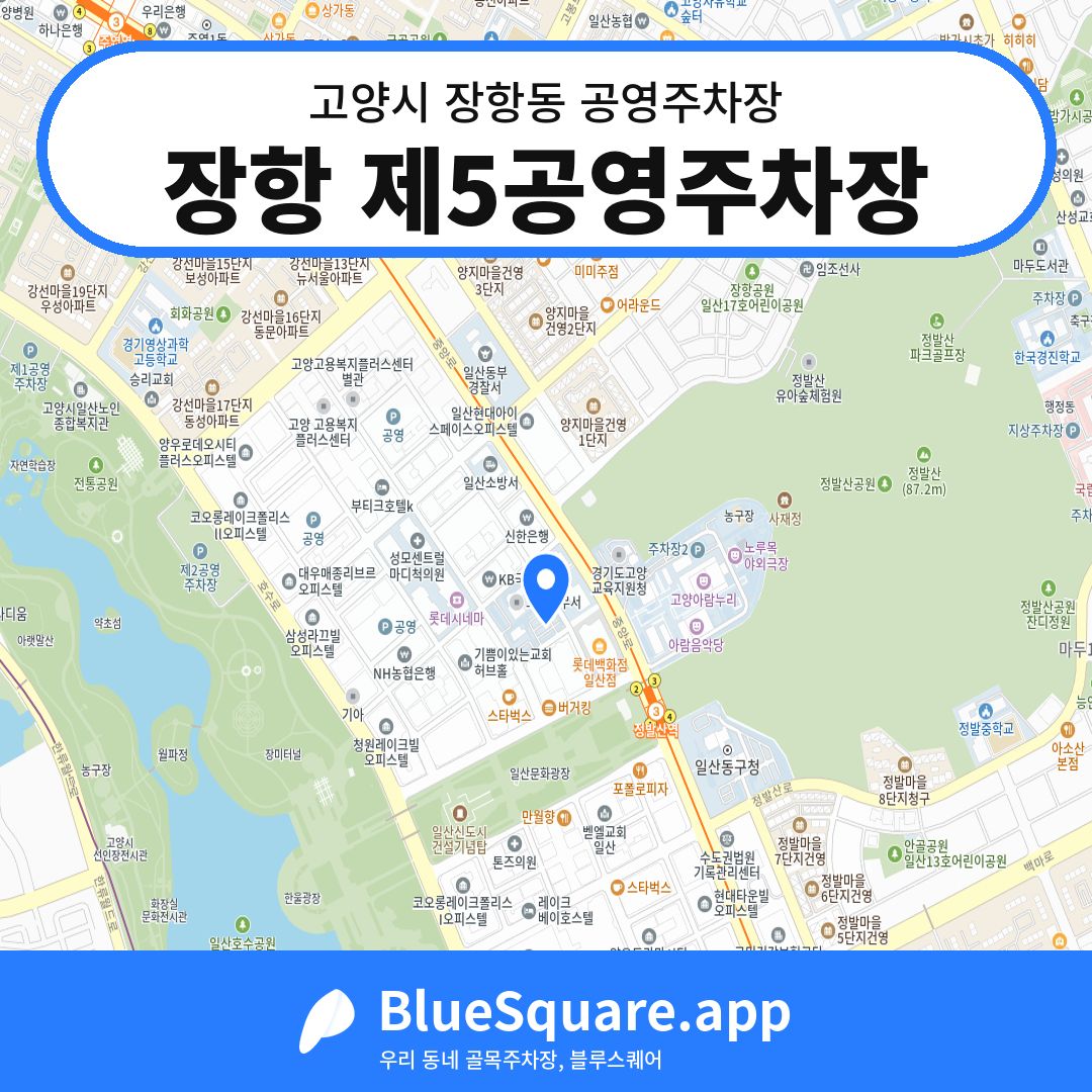 장항 제5공영주차장 위치 지도 — 경기 고양시 장항동 | 블루스퀘어 주차
