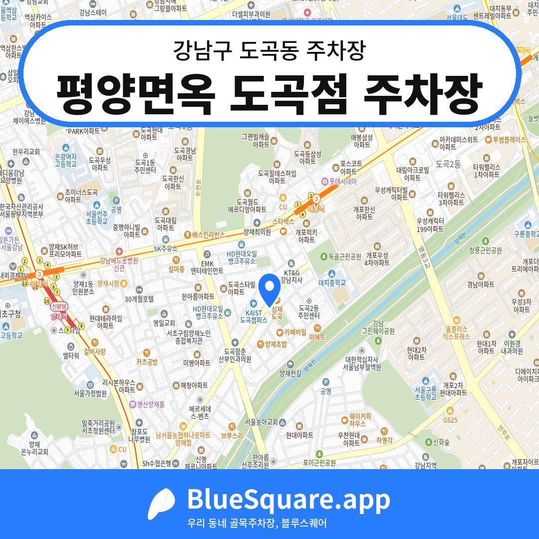 평양면옥 도곡점 주차장 위치 지도 — 서울 강남구 도곡동 | 블루스퀘어 주차