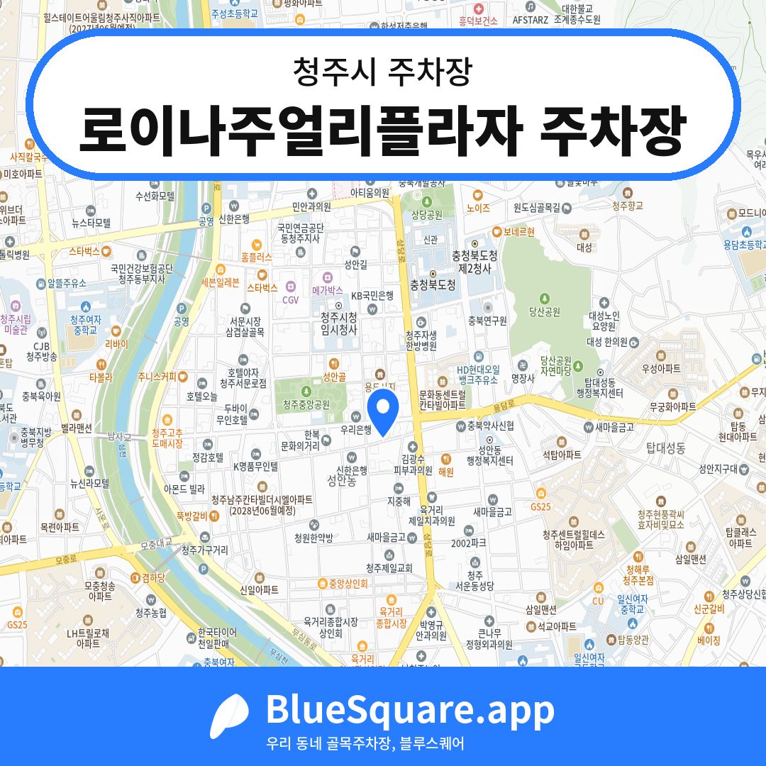 로이나주얼리플라자 주차장 위치 지도 — 충북 청주시 | 블루스퀘어 주차