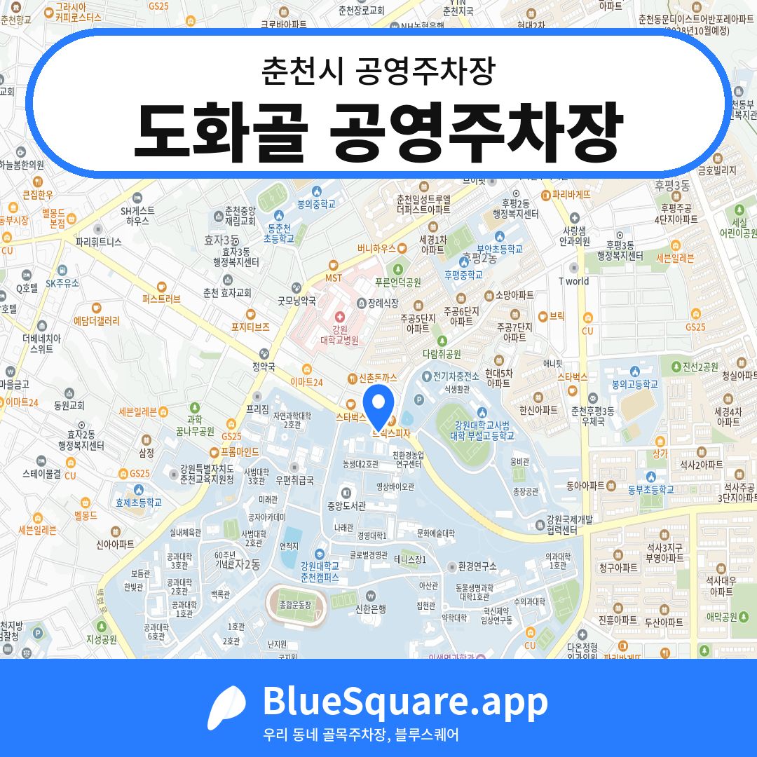 도화골 공영주차장 위치 지도 — 강원 춘천시 | 블루스퀘어 주차