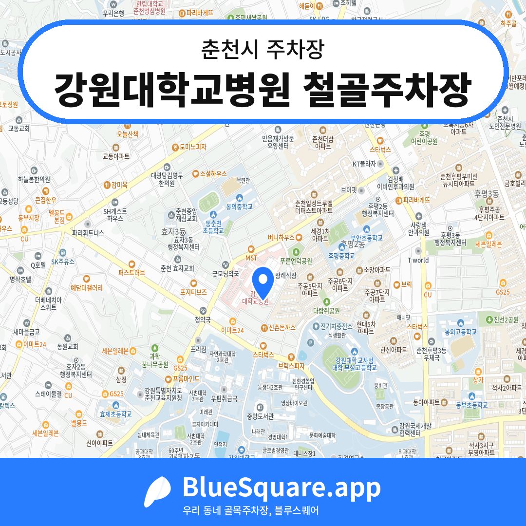 강원대학교병원 철골주차장 위치 지도 — 강원 춘천시 | 블루스퀘어 주차