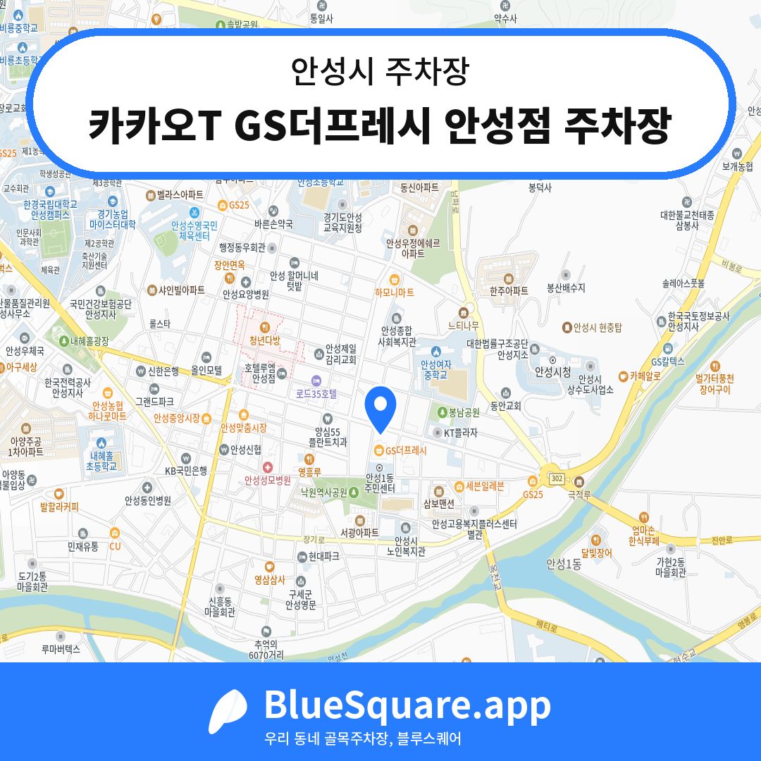 카카오T GS더프레시 안성점 주차장 위치 지도 — 경기 안성시 | 블루스퀘어 주차