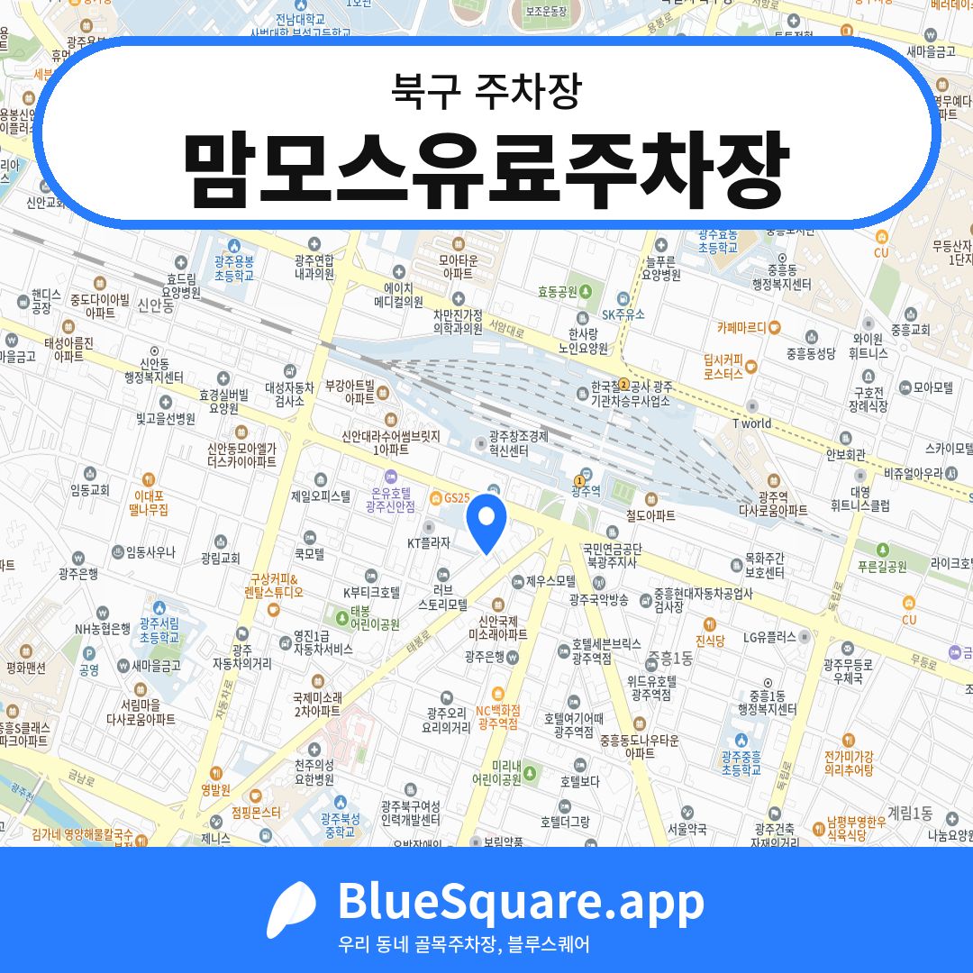 맘모스유료주차장 위치 지도 — 광주 북구 | 블루스퀘어 주차