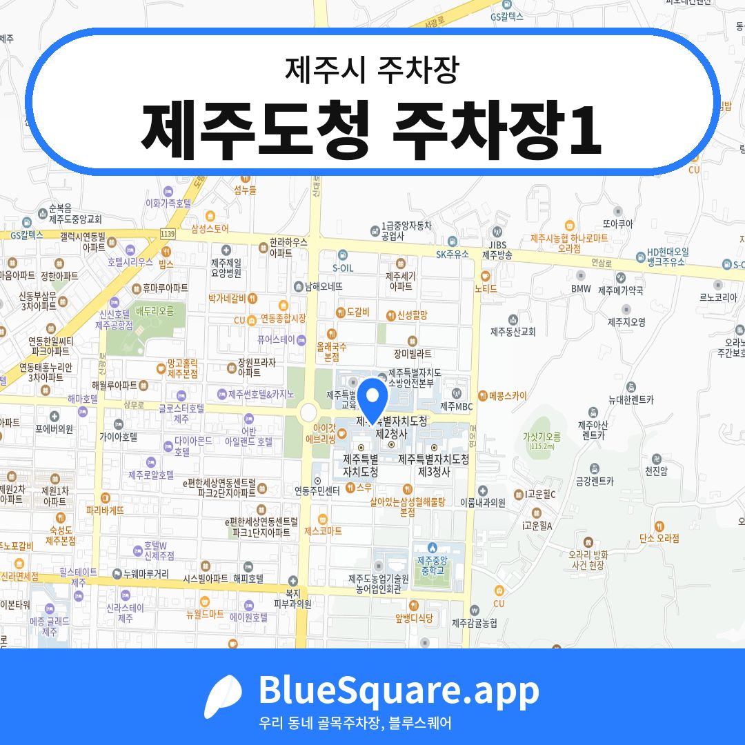 제주도청 주차장1 위치 지도 — 제주 제주시 | 블루스퀘어 주차