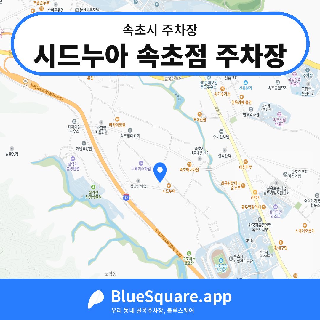 시드누아 속초점 주차장 위치 지도 — 강원 속초시 | 블루스퀘어 주차
