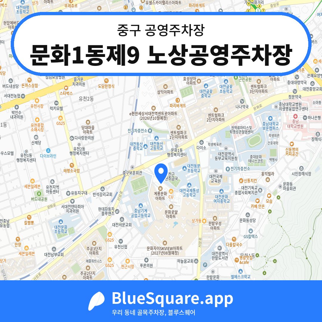 문화1동제9 노상공영주차장 위치 지도 — 대전 중구 | 블루스퀘어 주차