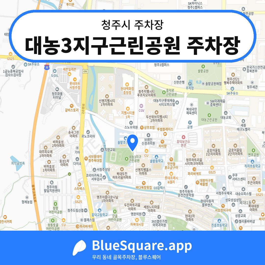 대농3지구근린공원 주차장 위치 지도 — 충북 청주시 | 블루스퀘어 주차