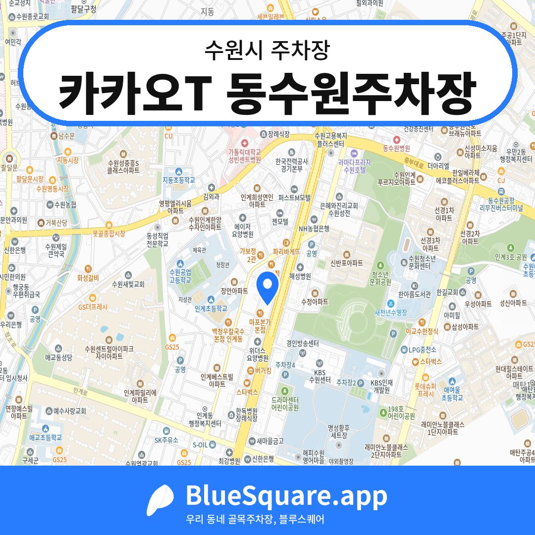 카카오T 동수원주차장 위치 지도 — 경기 수원시 | 블루스퀘어 주차