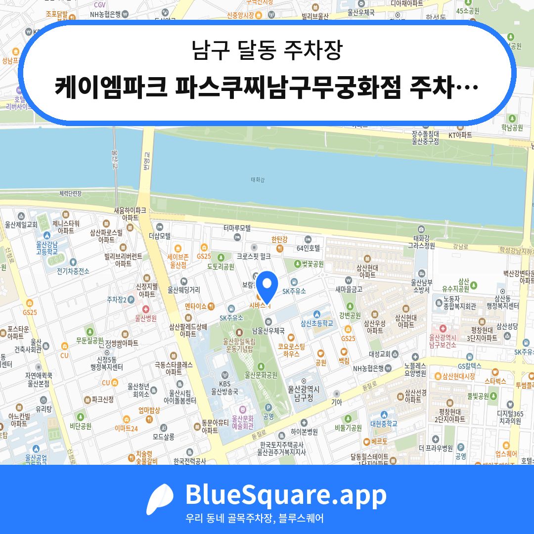 케이엠파크 파스쿠찌남구무궁화점 주차장 위치 지도 — 울산 남구 달동 | 블루스퀘어 주차