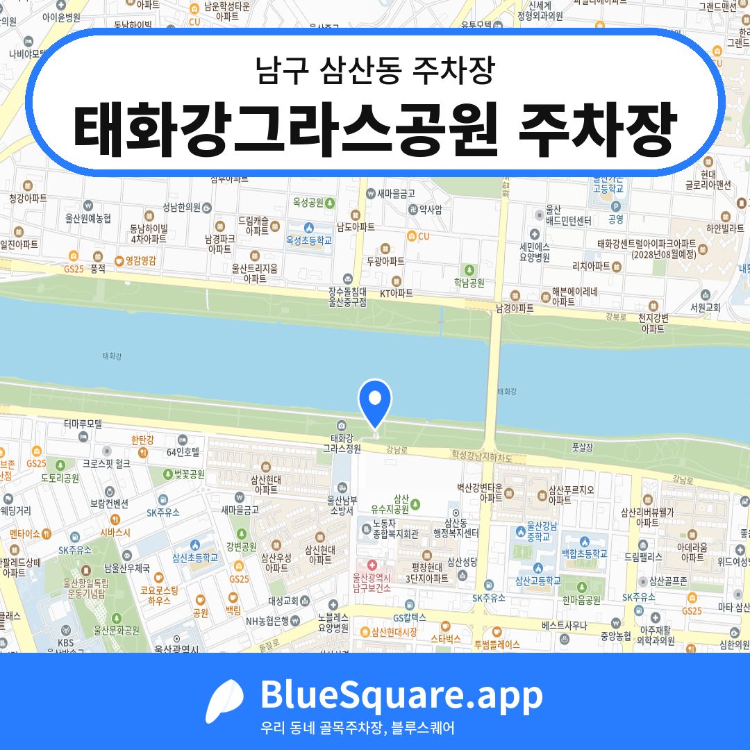 태화강그라스공원 주차장 위치 지도 — 울산 남구 삼산동 | 블루스퀘어 주차