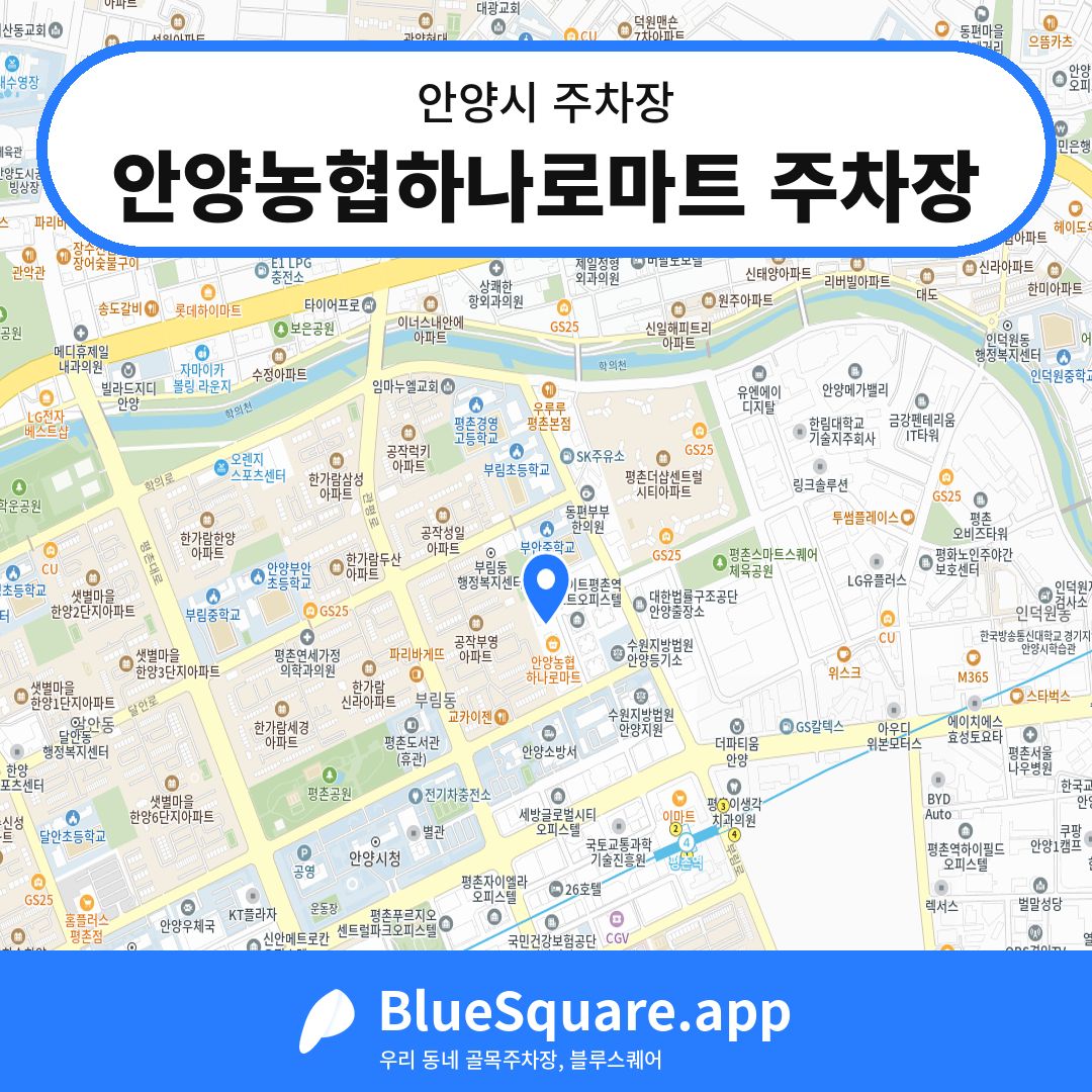 안양농협하나로마트 주차장 위치 지도 — 경기 안양시 | 블루스퀘어 주차