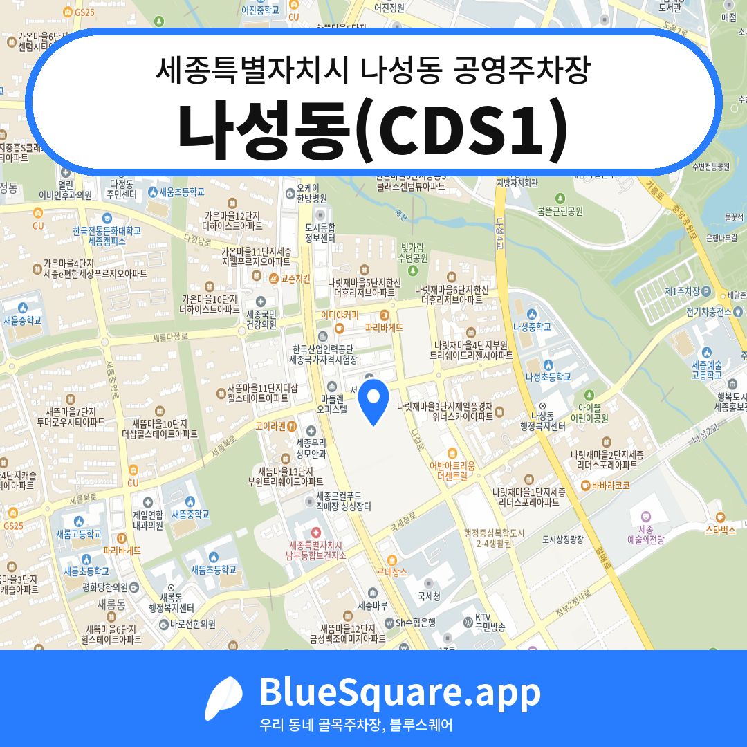 나성동(CDS1) 위치 지도 — 세종 세종특별자치시 나성동 | 블루스퀘어 주차