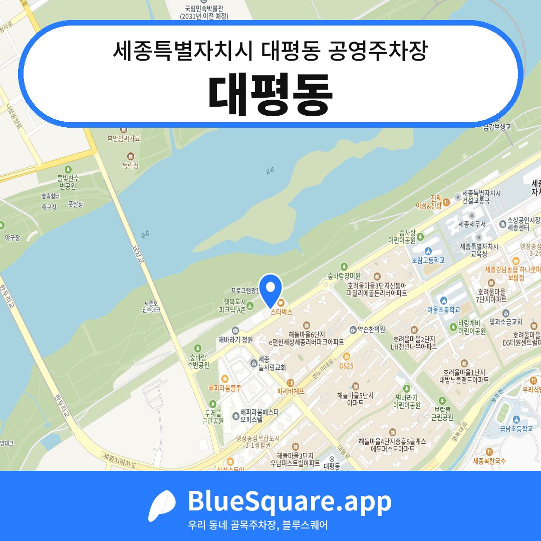 대평동 위치 지도 — 세종 세종특별자치시 대평동 | 블루스퀘어 주차
